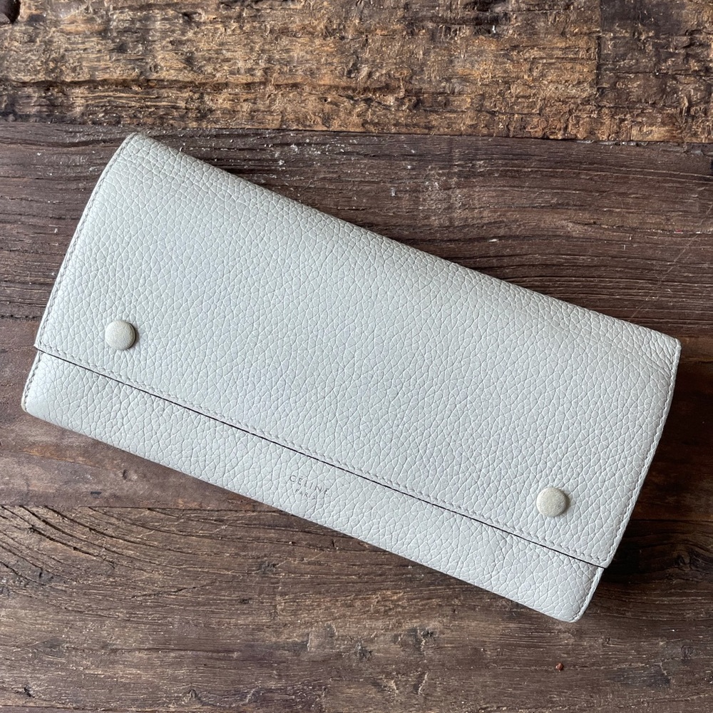 Celine Beige Large Multifunction Flap Wallet